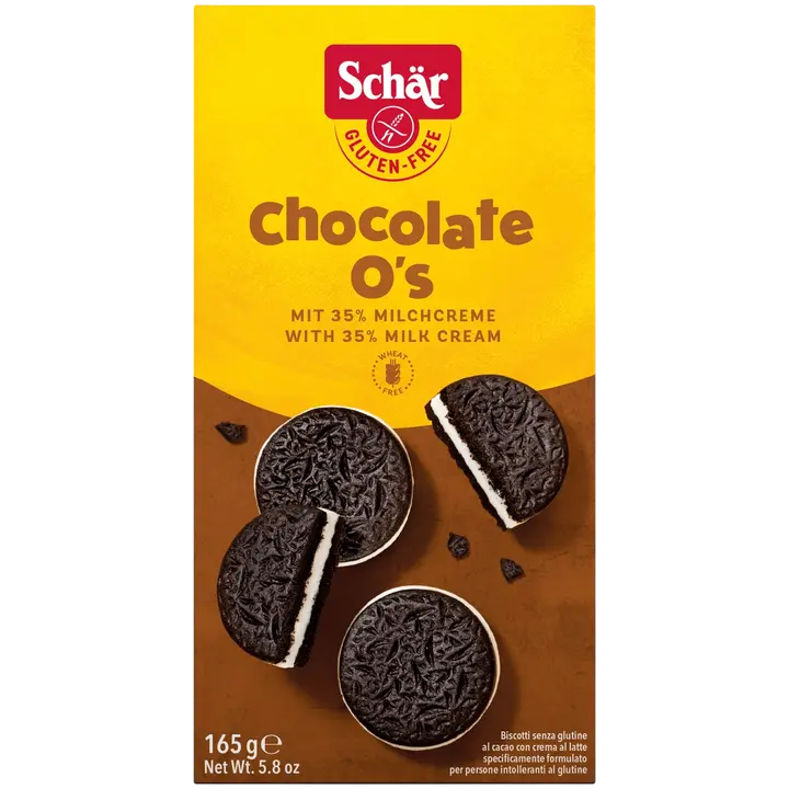 Schär Chocolate O's 165g gluteeniton vaniljatäytteinen suklaakeksi