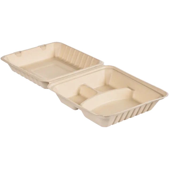 DUNI Ateriarasia 3-lok, ruskea, bagassia, 235 x 235 x 40 mm, 350/120/120 ml, 50 kpl/pkt (2 x 50 kpl/ltk)