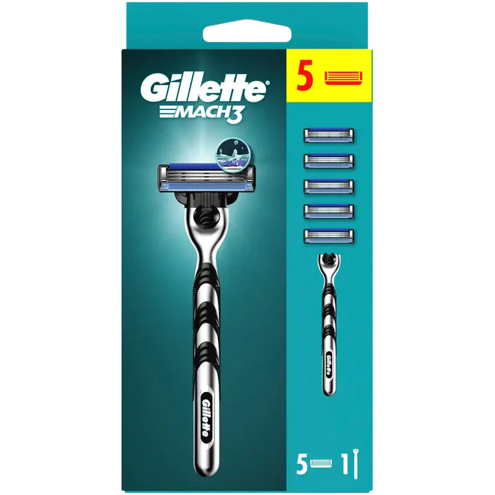 Gillette varuterad mach 3-tera 5tk+käepide