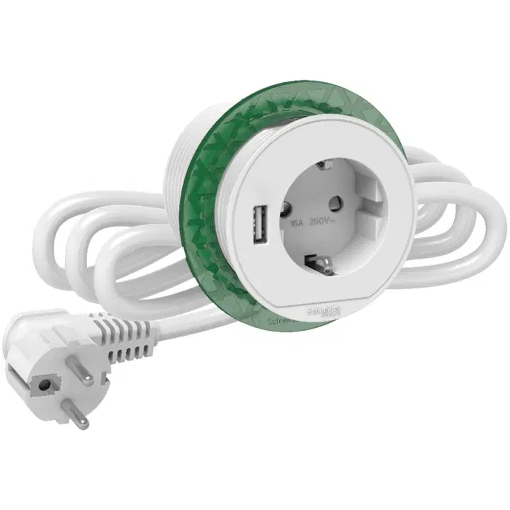 Schneider pistorasiapaneeli XS Schuco + USBA valkoinen