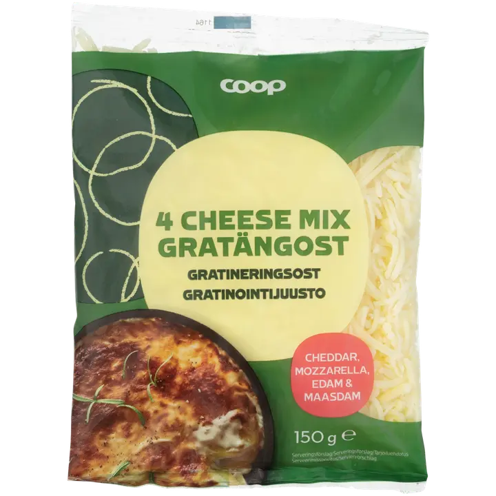 Coop riivjuust 4 juustu segu, 26% rasva, 150g