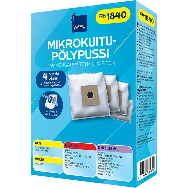 Rainbow pölypussi RB1840 4kpl + moottorisuodatin
