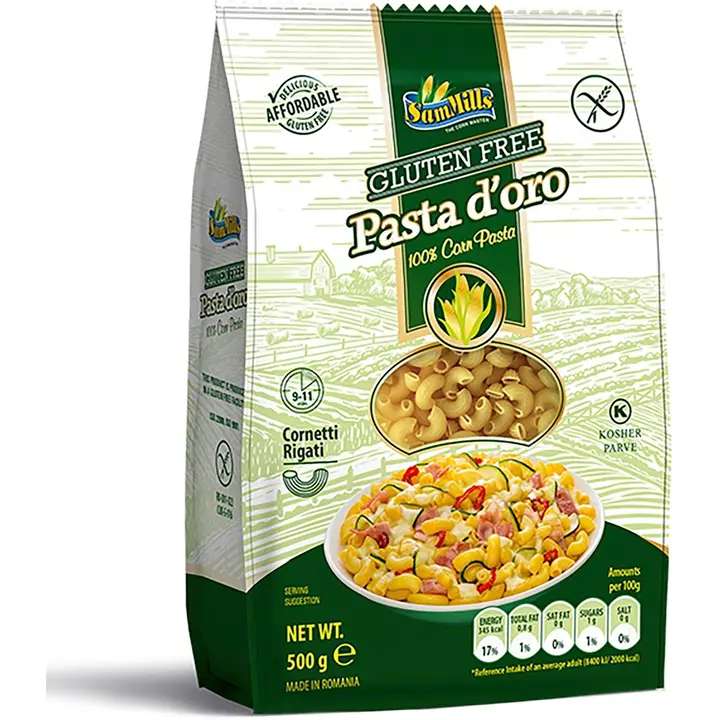 Sam Mills Pasta d'oro 500g Makaroner luontaisesti gluteeniton pasta