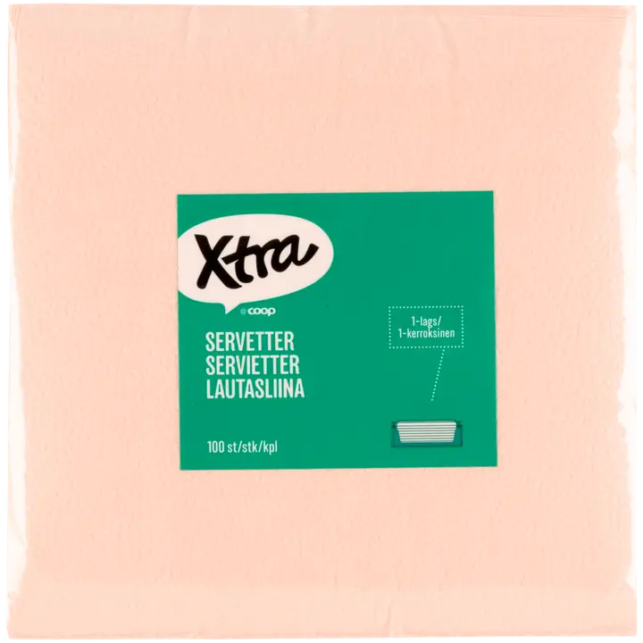 Xtra lautasliina vaaleanpunainen 33x33 cm 100 kpl