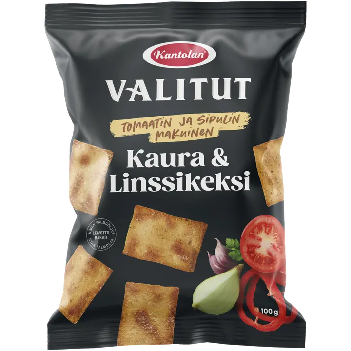 Kantolan Valitut Kaura & Linssikeksi tomaatti ja sipuli 100g
