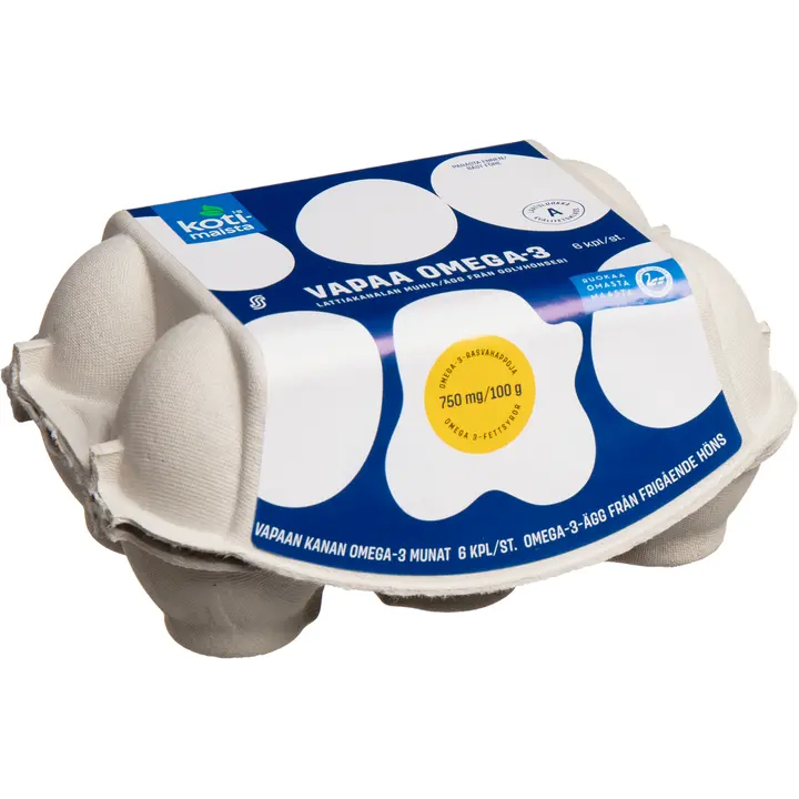 Kotimaista vapaan kanan omega-3 munat M6