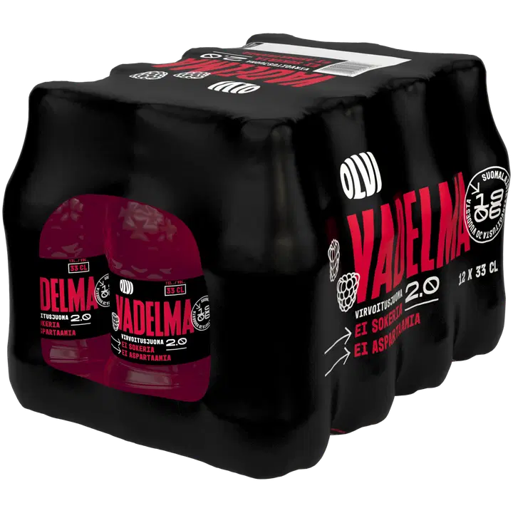 12xOLVI Vadelma 2.0 Sokeriton virvoitusjuoma 0,33 l kmp