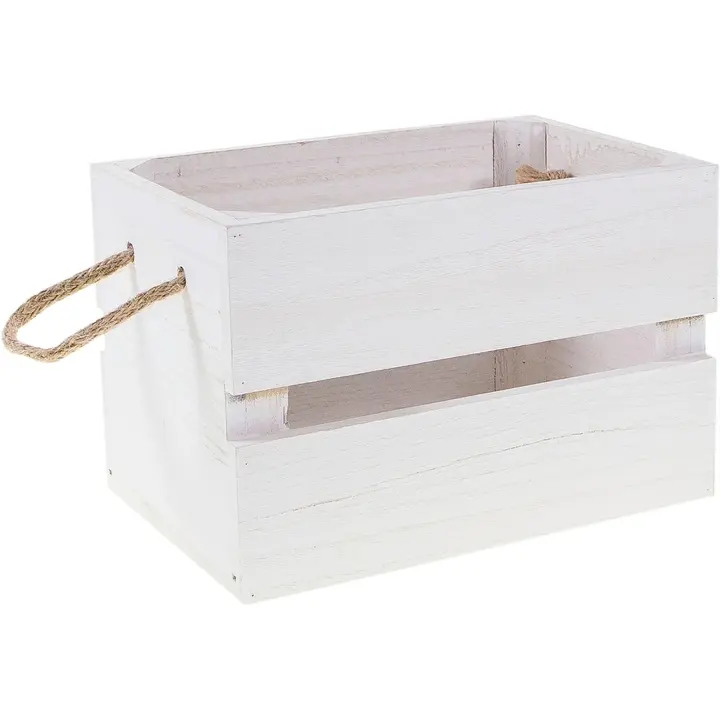 Puukori narukahvoilla 24x16cm valkoinen