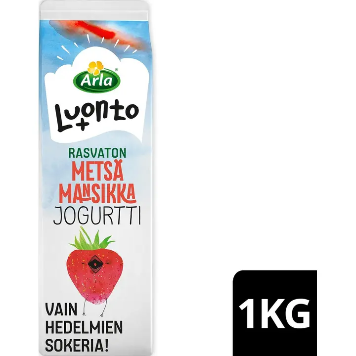 Arla Luonto+ AB Rasvaton metsämansikkajogurtti 1 kg laktoositon