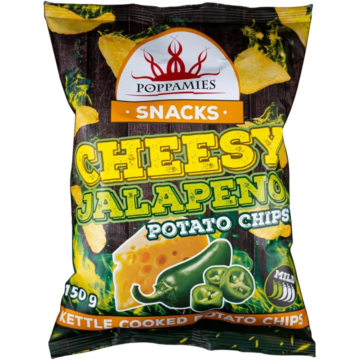 Poppamies Snacks Cheesy Jalapeno Potato Chips perunalastut 150g