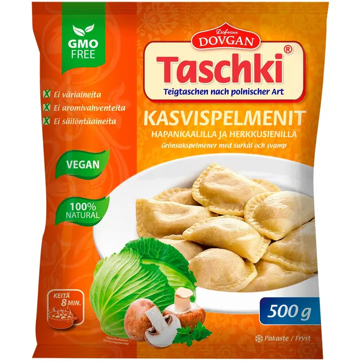 Taschki, kasvispelmenit kaali-paprikatäytteellä 500g