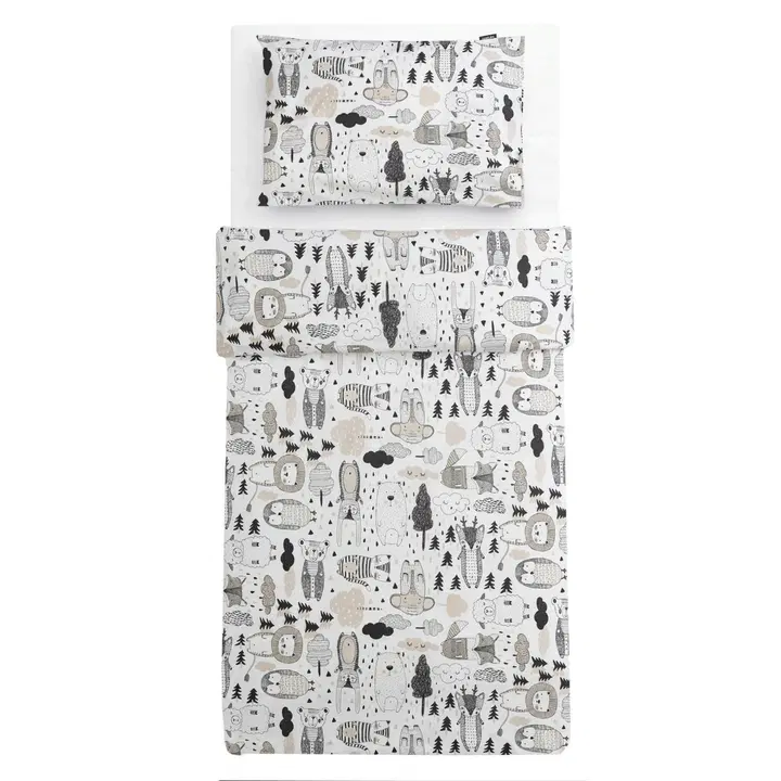 Familon lasten pussilakanasetti Kaverit 120x160/40x60cm valkoinen/kaakao