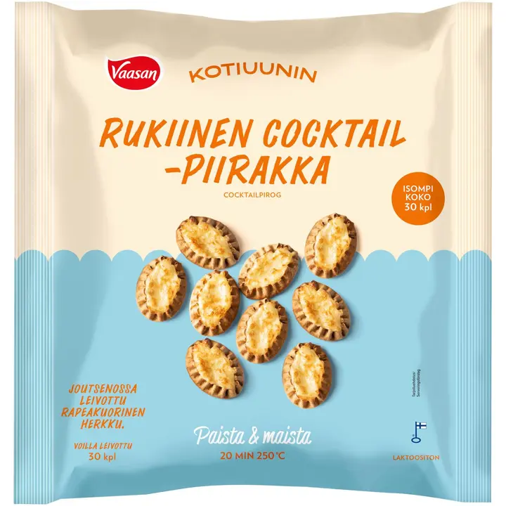 Vaasan Kotiuunin Paistovalmis Rukiinen Cocktailpiirakka 30x40g