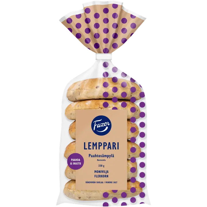 Fazer Lemppari Paahtosämpylä Monivilja 6kpl 330g