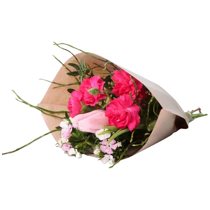 Kimppu Aurora, v.pun - pinkki sävyinen sekakimppu, 6 oksaa, 35cm