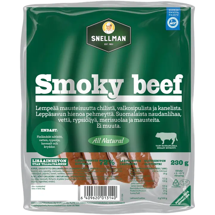 Snellman All natural Smoky beef grillimakkara 230g