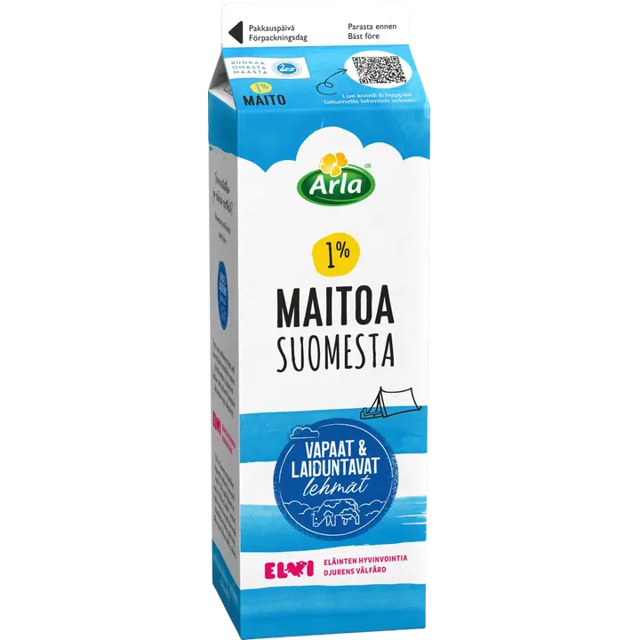 Arla 1% maito 1 L Suomesta
