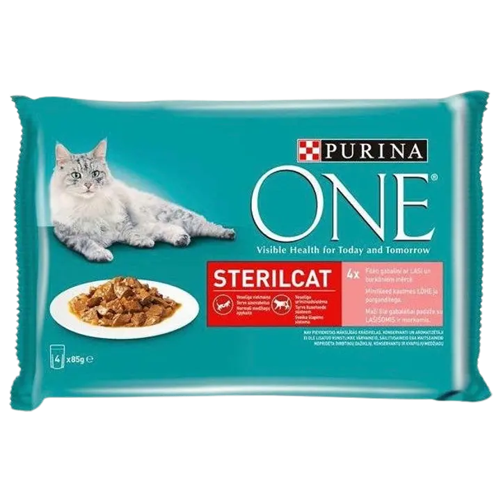 Purina One kiisueine Steril lõhe-porgandiga 4x85g