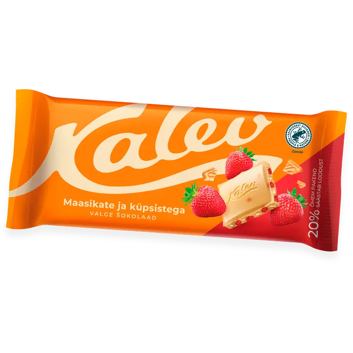 Kalev valge šokolaad maasika ja küpsisega 100g