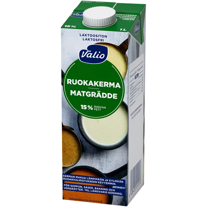 Valio ruokakerma 15 % 1 l UHT laktoositon