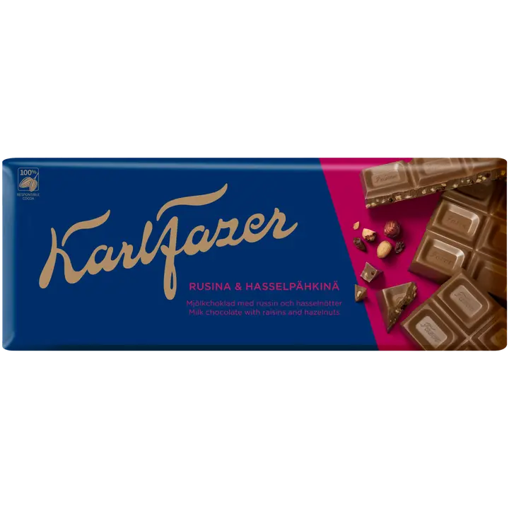 Karl Fazer pähklite ja rosinatega piimašokolaad 200 g