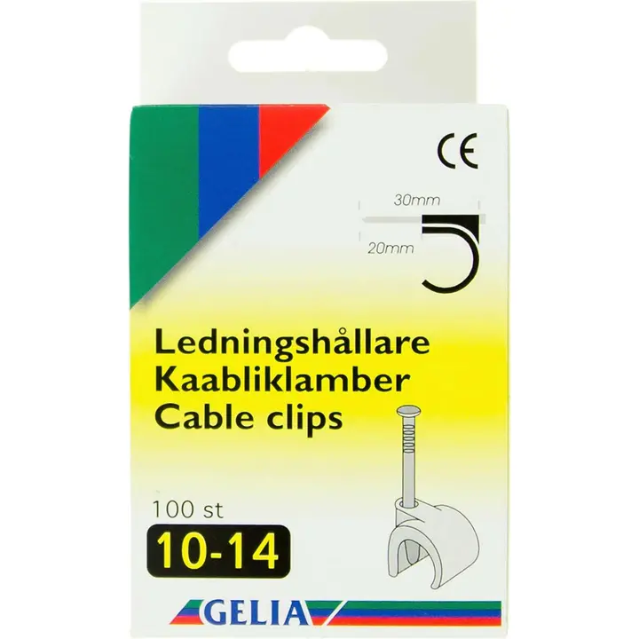 Gelia johtokiinnike 10-14mm 100kpl valkoinen
