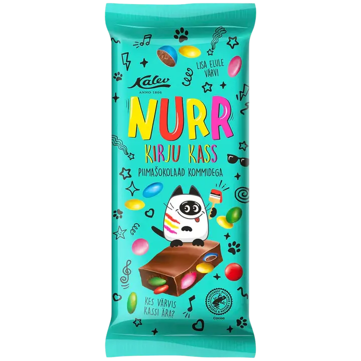 Nurr Kirju Kass värviliste kommidega piimašokolaad 100g