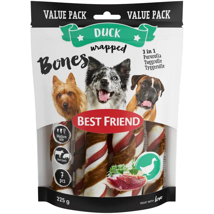 Best Friend Bones 3in1 nauta-possu-ankkarulla 225g