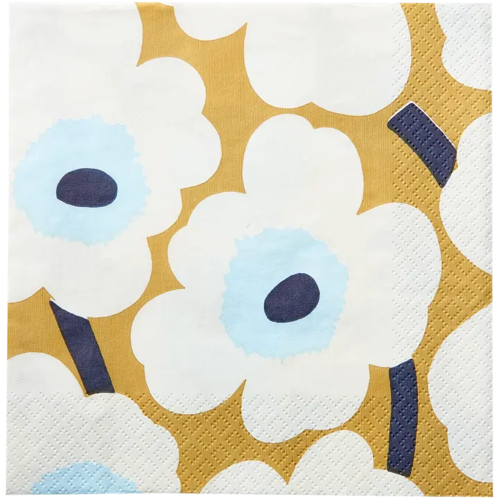Marimekko Unikko beige sininen lautasliina 20kpl/24cm