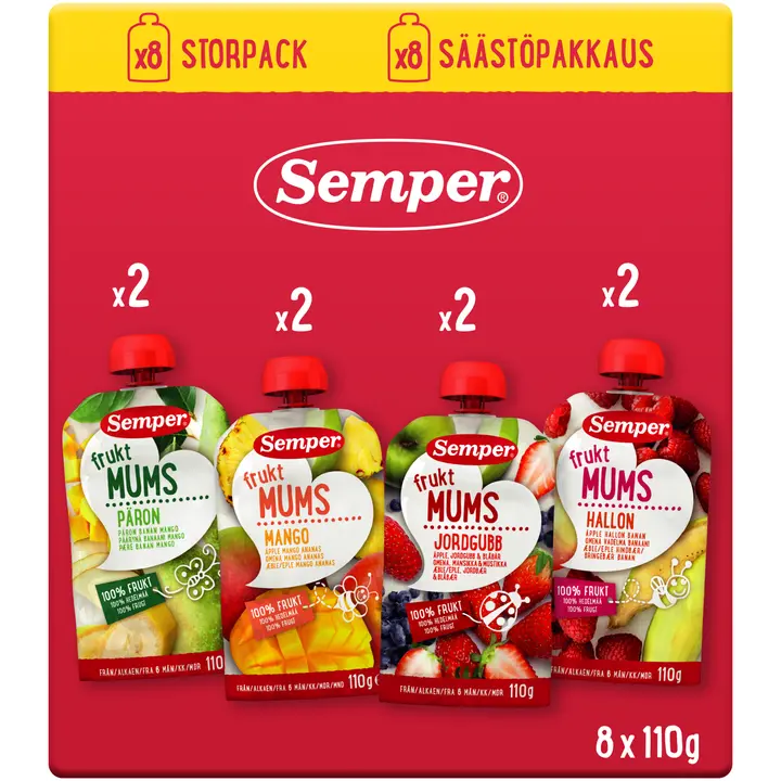 Semper Fruktmums 8x110g säästöpakkaus alk. 6 kk