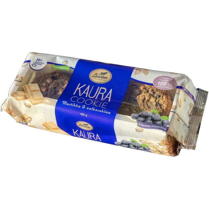 Leivon Kauracookie mustikka & valkosuklaa 150g