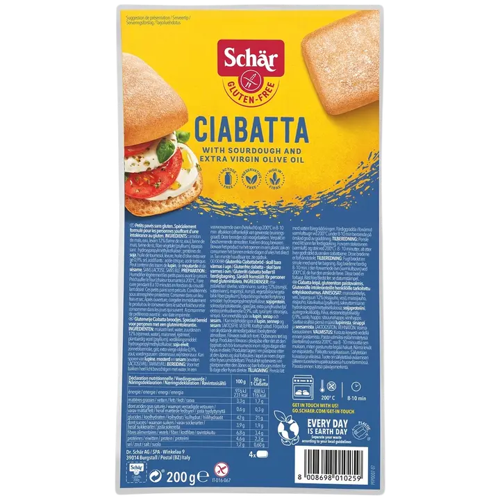 Schär Ciabatta Eelküpsetatud, Gluteenita 200 G