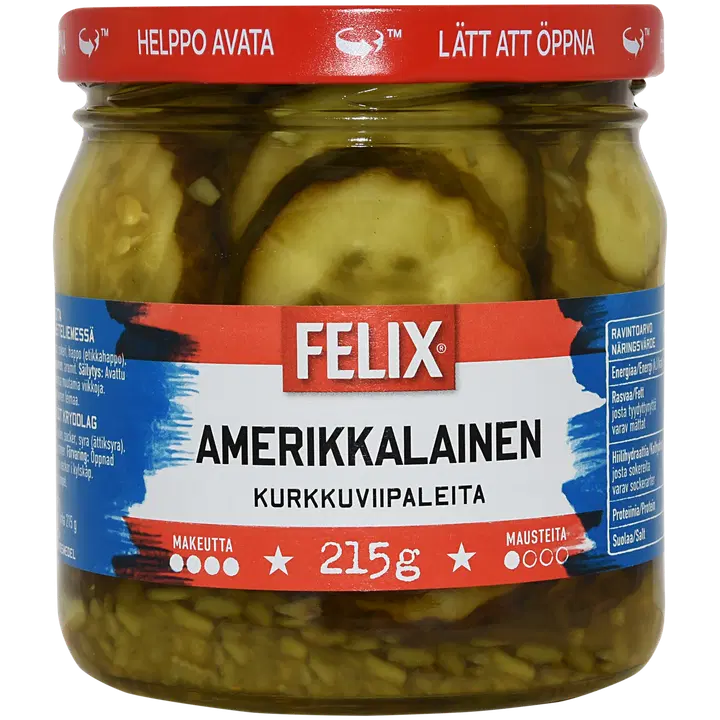 Felix Amerikkalainen gurkskivor i söt kryddlag 410/215g