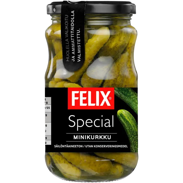 Felix Special minikurkku kokonaisia kurkkuja mausteliemessä 340/190g