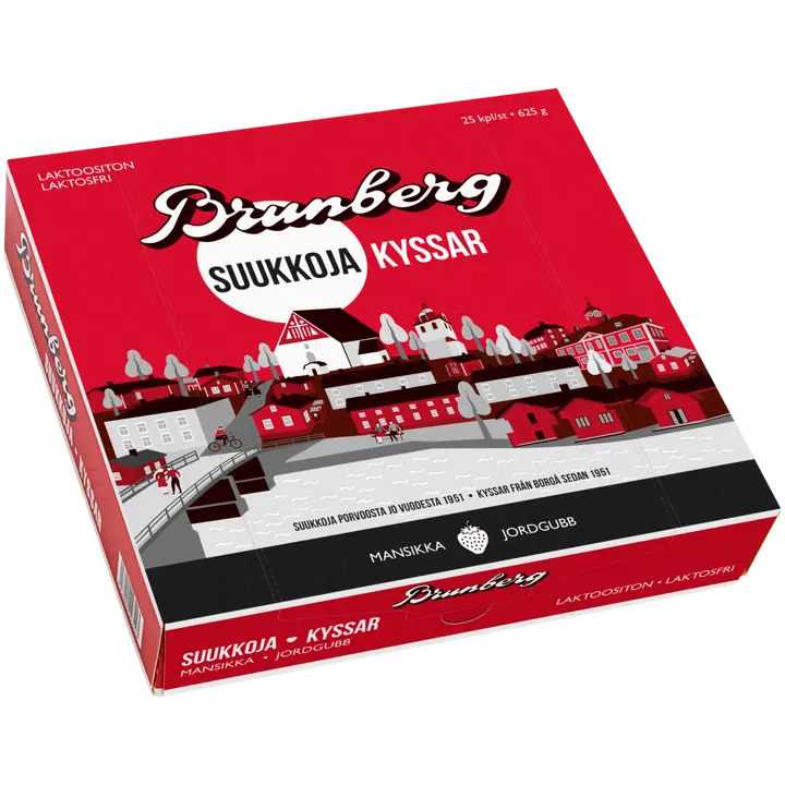 Brunberg Mansikkasuukko kuorrutettuja vaahtomakeisia 625g/25kpl