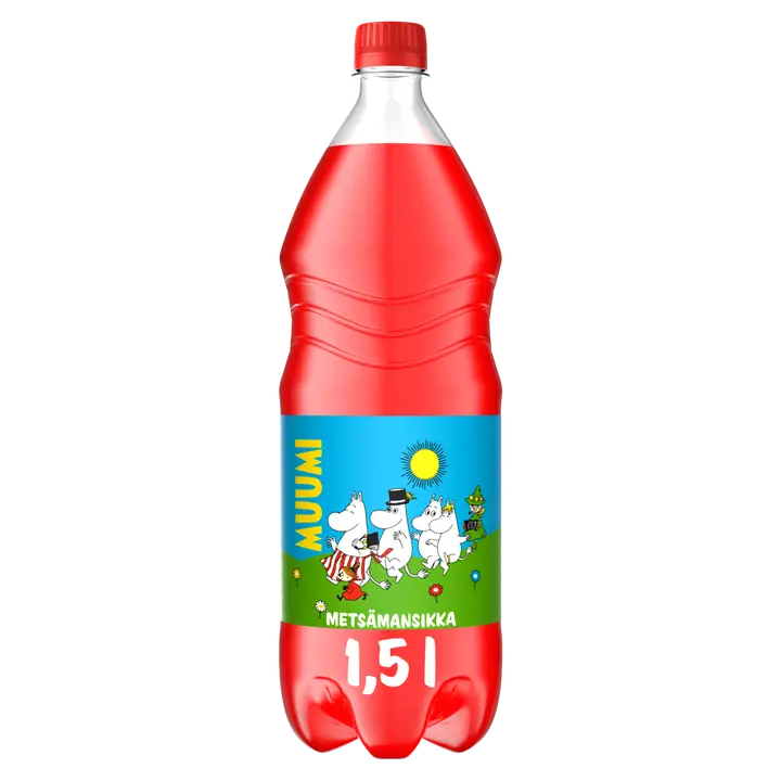 Muumi Metsämansikka virvoitusjuoma muovipullo 1,5 L