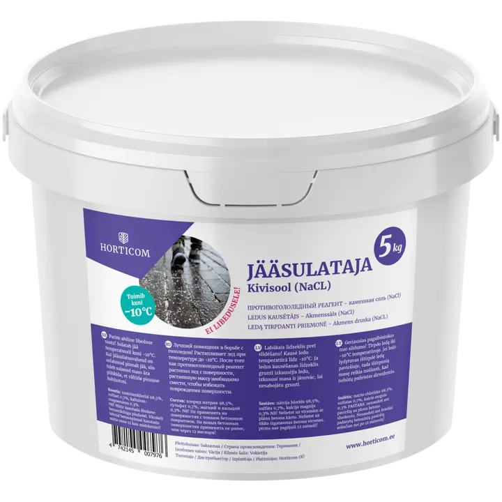 Jääsulataja Horticom (NaCl) 5kg ämbris
