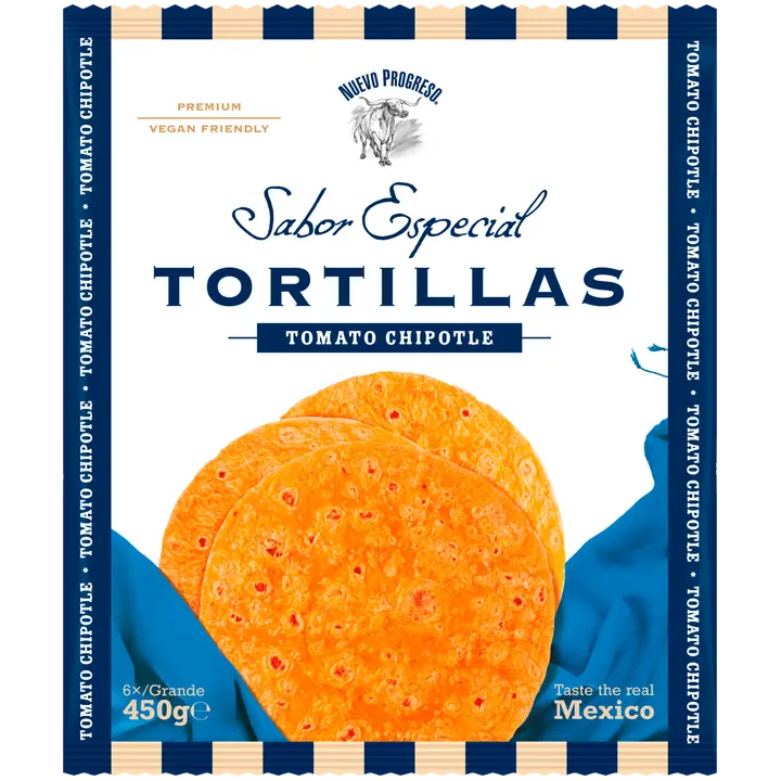 Nuevo Progreso Tortilla Tomaatti Chipotle 6kpl iso 450g