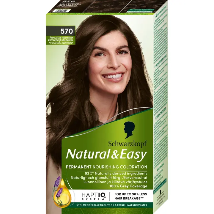 Schwarzkopf Natural & Easy 570 Aito Kastanja Keskiruskea hiusväri