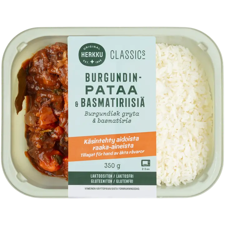 Herkku Burgundinpataa ja basmatiriisiä 350g