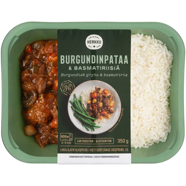 Herkku Burgundinpataa ja basmatiriisiä 350g