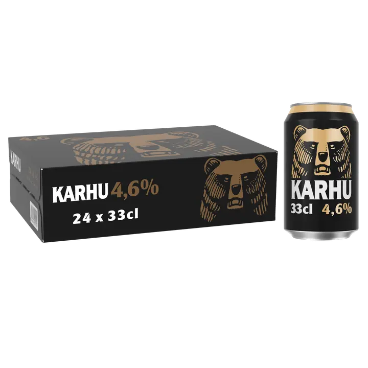 24-pack Karhu Lager olut 4,6% tölkki 0,33 L
