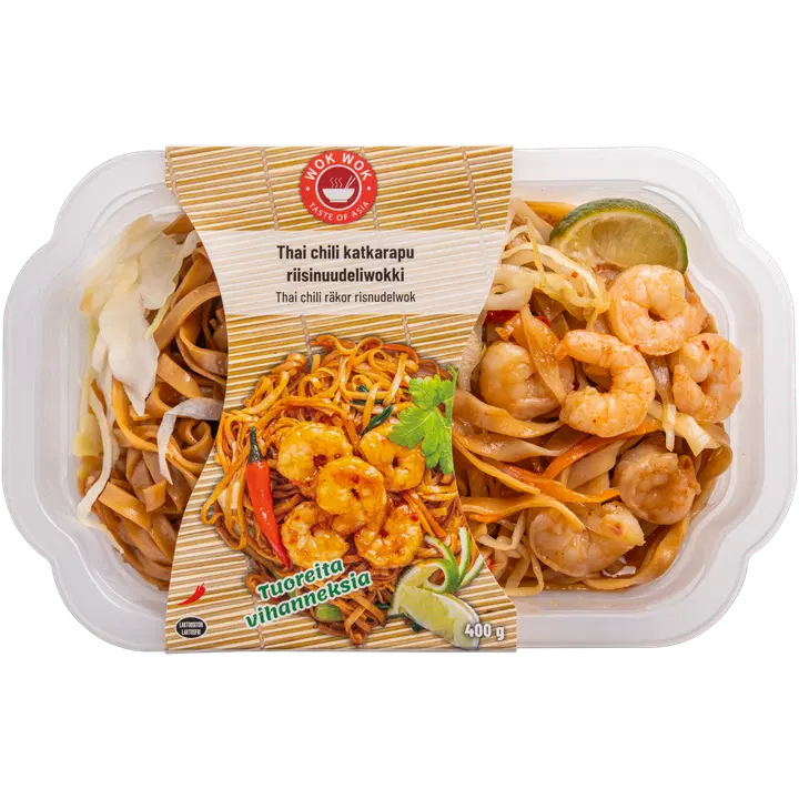 Wok Wok: Thai chili katkarapu riisinuudeliwokki
