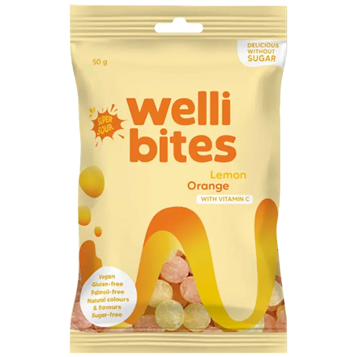 Wellibites - Sitruuna & Appelsiini Drops 50g
