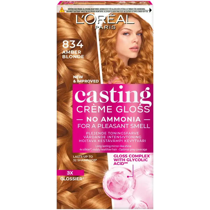 Poolpüsivärv Loreal Casting Cream Gloss 834 Amber Blonde