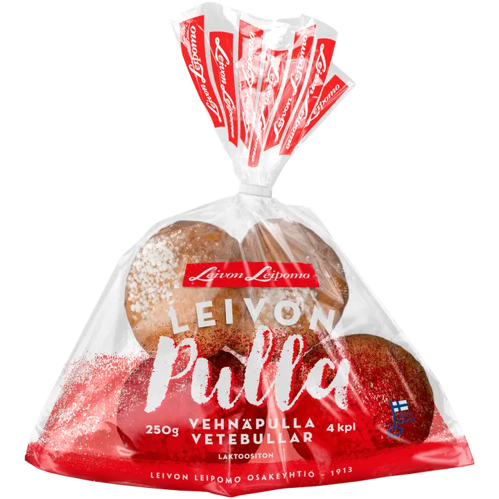 Leivon Leipomo pulla 4 kpl 250g vehnäpulla