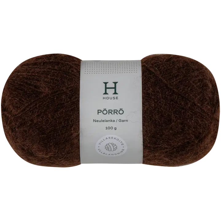 House garn mohair-ull-akryl Pörrö 100g Brown 1182
