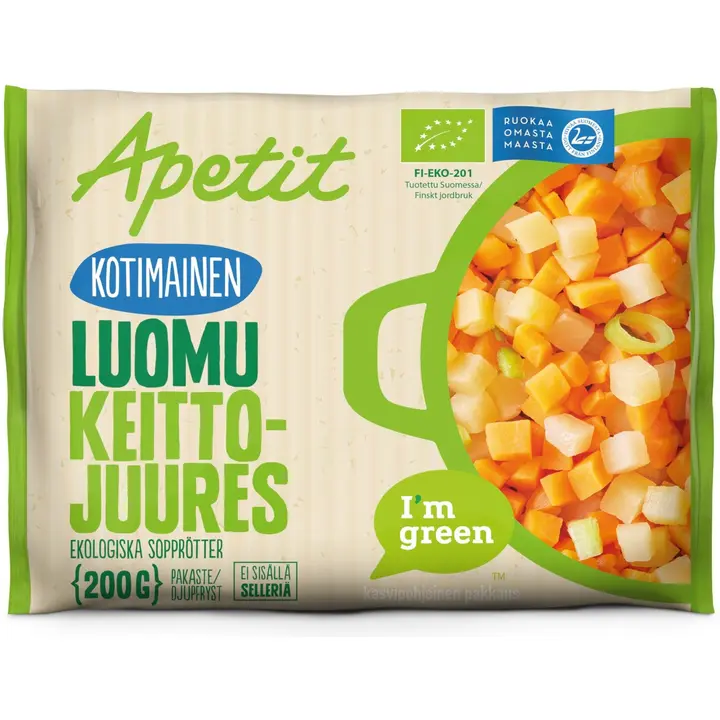 Apetit Kotimainen Luomu Keittojuures ilman selleriä pakaste 200g