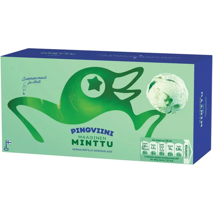 Pingviini Minttu kermajäätelö kotipakkaus 1L/515g