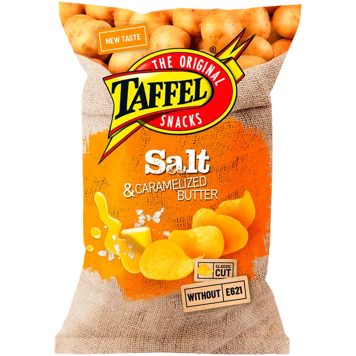 Taffel soola ja karamelliseeritud või maitselised siledad kartulilaastud 180g